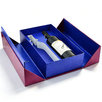 Cajas de Regalo Magnéticas de Lujo Personalizadas con Doble Puerta de Cartón Rígido para Botellas de Vino Tinto, Champán, Whisky y Bebidas de Boda