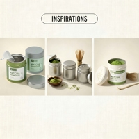 Boîte à thé en métal vide de qualité supérieure, de qualité alimentaire, personnalisée, écologique, ronde, hermétique, pour le matcha
