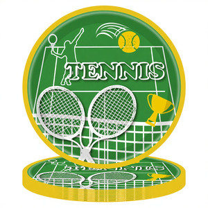 Ensemble de vaisselle jetable en plastique imperméable sur le thème du court de <span class=keywords><strong>tennis</strong></span> pour événements sportifs, comprenant assiettes et serviettes, 137x274cm, pour fête - Product Image 4