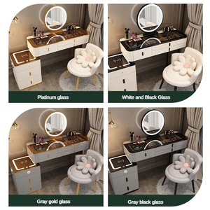 Meuble de <span class=keywords><strong>Coiffeuse</strong></span> d'Angle Moderne de Luxe en MDF à 5 Tiroirs avec Miroir LED <span class=keywords><strong>pour</strong></span> Chambre à Coucher – Offre Spéciale - Product Image 4