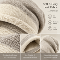 Bonnet tricoté doux et extensible à blocs de couleur, coupe ample, avec revers, pour femme, idéal pour la randonnée en extérieur et les voyages hivernaux, coupe-vent