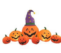 Ensemble Gonflable Citrouille d'Halloween avec Chapeau de Sorcier pour Décoration Extérieure Jardin Pelouse Fête Festival Modèle Décoratif