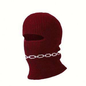 Nouveau bonnet tendance hiver, unisexe, en jacquard, à un trou, pour le ski, épais et chaud, en tricot, type cagoule - Product Image 4