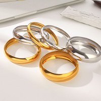 Bracelet jonc lisse poli en acier inoxydable 316L plaqué or PVD 18 carats, étanche, toutes occasions, vente en gros