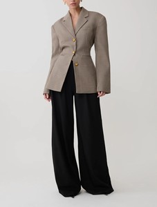 Blazer de Mujer a Cuadros de Lana y Poliéster con Cuello de Solapa, Manga Larga, Cierre de un Botón, Antiarrugas, Largo Regular para Otoño - Product Image 3