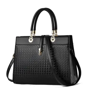 DL095 tas grosir tas PU pola tenun Fashion untuk wanita tas tangan dompet bahu tas tangan wanita