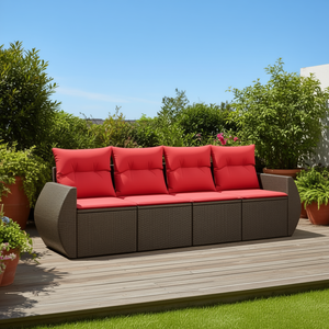 Ensemble de canapés de patio en polyrotin brun moderne avec coussins, mobilier d'extérieur pour 4 personnes, design contemporain - Product Image 2