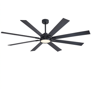 Ventilateur de plafond de 72 pouces, 8 pales, télécommande, moteur DC, lumière LED, industriel, 6 vitesses, réversible, pour la maison, le garage - Product Image 1