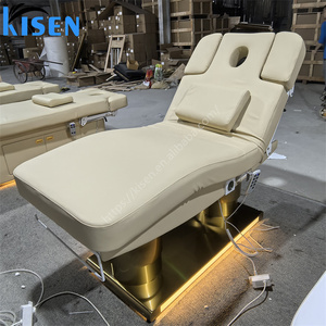 Lit de massage chauffant électrique KISEN Gold Base à 3 moteurs, lit de beauté facial réglable, télécommande manuelle, lit de soin spa - Product Image 4