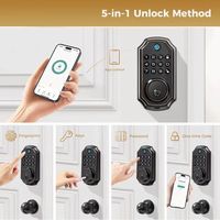 Aurelysse Serrure de porte intelligente à cylindre pour maison et chambre, avec application, lecteur d'empreintes digitales, cartes de contrôle d'accès, caméra de sonnette, fonction de découpe de clés et outil de crochetage
