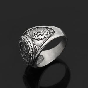 HJY002 Trade Assurance 2019 New Design Viking Vintage Wolf Head Ring Titanium Steel Retro <strong>Pagan</strong> Ring Religious Men's <strong>Jewelry</strong> - Product Image 3