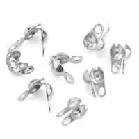 Composants de fermoirs à calotte en acier inoxydable pour chaînes à billes, connecteurs de perles pour la fabrication de bijoux DIY