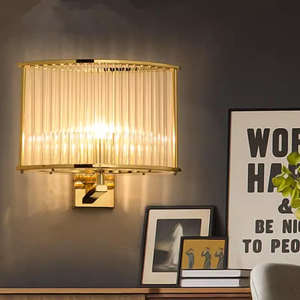 Gran oferta, decoración de dormitorio, apliques dorados, Fondo de sala de estar, lámpara de pared de pantalla de cristal LED para cabecera - Product Image 2