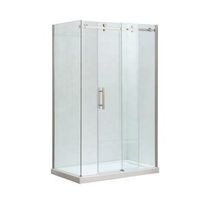 Salle de bain salle de <span class=keywords><strong>douche</strong></span> <span class=keywords><strong>douche</strong></span> décorative en verre porte coulissante verre plat incurvé trempé cloison de séparation pour <span class=keywords><strong>douche</strong></span> coulissante en verre - Product Image 5