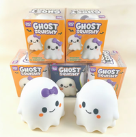 Balle Squishy Kawaii Fantôme Blanc Mochi Surprise, Jouet à Presser pour Fêtes d'Halloween et de Noël