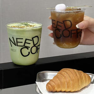 Emballages jetables pour boissons froides Trendz, gobelets à café glacé 12oz 16oz 24oz, logo personnalisé imprimé, gobelets en plastique PLA transparent en forme de U - Product Image 2