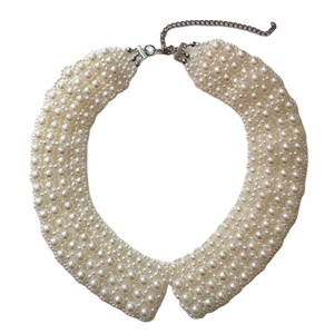 Moda retrò donna bianco/nero perla fatta a mano colletto intrecciato collana di perle - Product Image 1