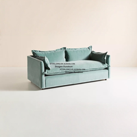 Sofa Tiga Dudukan Berbahan Beludru Jepang Minimalis Nordik, Ruang Tamu Model Lurus, Furnitur Ukuran Kecil
