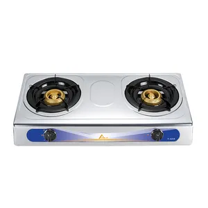 Home Kitchen Stainless Steel Commercial Cooktop Popular 2 Burner Gas Stove Price Top