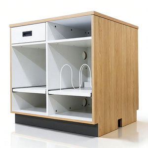 Organizador de Exhibición de Madera Barnizada Independiente para Tiendas de Ropa - Resistente al Agua, Fácil de Montar, Estantes Personalizables - Product Image 1