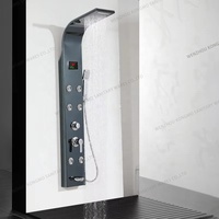 Colonne de douche thermostatique polie avec panneau mural, affichage numérique LED, jet de pluie, jet de massage doux, pulvérisation céramique, double poignée, acier inoxydable 304