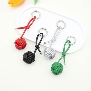 Creative Handmade Sphere Leather Pendant for <b>Keychain</b>, Unique 3D Design Ball Charm - Product Image 4