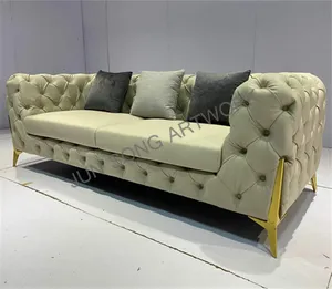 Js S72 Europese Woonkamer Gebogen Gesp Sofa Roze Hot Koop Kunstmatige Lederen Bank Villa Gold Couch Enkele Lounge Stoel