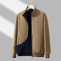 Blouson Bomber Homme Décontracté Réversible Double Face avec Fermeture Éclair Intégrale et Col Montant Coupe-Vent Printemps Automne
