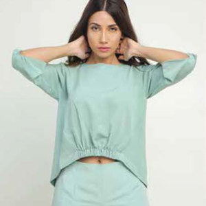 Conjunto de Dos Piezas Casual de Verano para Mujer al por Mayor: Top de Manga Corta con Cuello Redondo y Pantalón de Pierna Ancha con Pliegues Delanteros, Color Liso, Estilo Loungewear - Product Image 6
