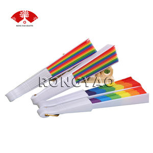 Abanico de plástico blanco, plegable, arcoíris español, plegable, rendimiento de baile, decoración del hogar, abanico - Product Image 3