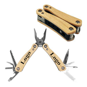 Pince coupante pliante multifonctionnelle en acier inoxydable avec logo personnalisé, manche en bambou et bois, pour usage domestique - Product Image 1