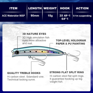 HONOREAL Leurre flottant personnalisé OEM Popper Esche Baits 9cm Thon Da Pesca Yemleri Droga 90mm - Product Image 3