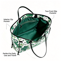 Tas Jinjing Wanita Kapasitas Besar Bahan Nilon dengan Ritsleting, Cetak Lucu Custom, Kantong Mini Lepas Pasang, untuk Perjalanan Musim Panas dan Penggunaan Sehari-hari