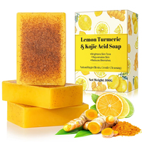 Savon en Barre au Citron, Curcuma et Acide Kojique Végétalien, Naturel et Solide, Exfoliant en Profondeur pour un Nettoyage et une Hydratation de la Peau, Savon de Bain Blanchissant pour Spa
