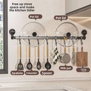 Metal duvara monte mutfak depolama raf mutfak eşyaları ve baharat yardımcı kanca için no-matkap asılı çubuk - Product Image 2