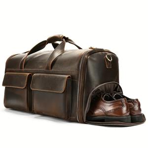 Unisex Genuine Leather Luxury Waterproof Lightweight Duffle Travel <b>Bag</b> Large Weekend Overnight Custom Logo Sports Luggage - Product Image 1