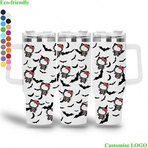 بسعر رخيص من المصنع مخصص Kt فيلم كرتون قط من الفولاذ المقاوم للصدأ 40 أونصة مج سيارة مع مقبض - Product Image 2