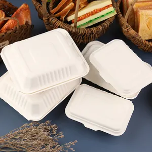 Best sale eco friendly bagasse containers biodegradable sugarcane food container bagasse clamshell for food
