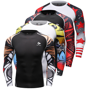 BJJ 래쉬가드 그래플링 웨어 MMA Jiu Jitsu No Gi UFC 셔츠 파이트웨어, 긴팔 압축 셔츠 - Product Image 1