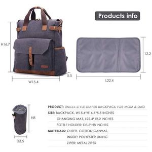 กระเป๋าเป้สะพายหลังใส่ผ้าอ้อมเด็กแบบ unisex ยี่ห้อ BSCI ขนาดใหญ่  多功能 สำหรับคุณแม่ ใช้สำหรับเดินทางพร้อมลูกน้อย พร้อมสายรัดเข้ากับรถเข็นเด็ก - Product Image 3