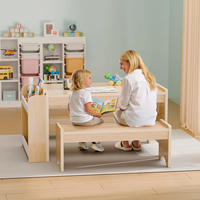 Ensemble table et chaises pour enfants avec plateau large, table d'étude multifonctionnelle pour enfants et centre d'activités avec rangement pour livres
