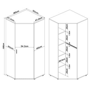 Armoire moderne blanche SENYU avec porte miroir à charnières, meuble de chambre autoportant, style minimaliste, poignée en métal - Product Image 3
