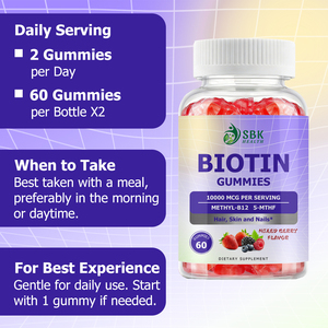 Fast Absorption Vegan Biotin Gummies Beauty Boost Formula Brighten Skin Strengthen Hair Nails Biotin Gummy Candy - Product Image 3
