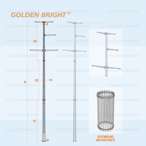 Postes Utilitarios Golden Bright de 25 Metros, Acero de Alta Resistencia, Hormigón Duradero, Madera de Alta Calidad, Excelente Estabilidad, Gran Capacidad de Carga - Product Image 2