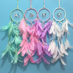 11CM High Quality Wall Hanging Wholesale-Dream-Catchers Pink Blue White LED Creative Long Feather Dream Catcher with Light