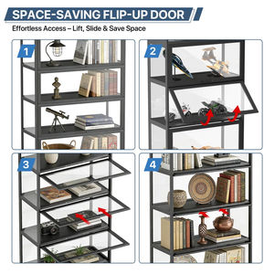 ตู้โชว์ 5 ชั้นพร้อมประตูอะคริลิคแบบพับได้ ชั้นวางของสะสมอเนกประสงค์ และตู้เก็บไวน์สำหรับห้องนั่งเล่น - Product Image 6