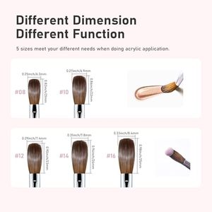 Pure Kolinsky Oval Nail Brush Pink Plastic Handle <b>Natural</b> Hair Acrylic Gel <b>Painting</b> Brush Private Label - Product Image 4
