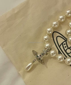 Collar de Perlas Sintéticas Vvivi Enne Wests Woods, Diseño de Gota de Agua Saturno, Cadena de Lujo para Clavícula, Plateado, Grado AAAA, Romántico - Product Image 4