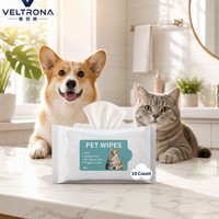 Lingettes pour animaux de compagnie VELTRONA pour chats, douces, sans alcool, parfum fruité, non tissées, formule douce, nettoyage en profondeur, 10 pièces