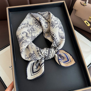 2025 वसंत नया नरम साटन रेशम का स्कार्फ ठोस रंग महिलाओं के हेडस्कार्फ गर्मियों के शॉल सनस्क्रीन स्क्वायर स्कार्फ हिजाब - Product Image 2